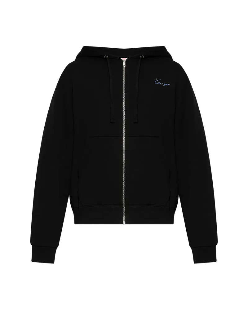 Kenzo Logo-embroidered Zip-up Hoodie Black