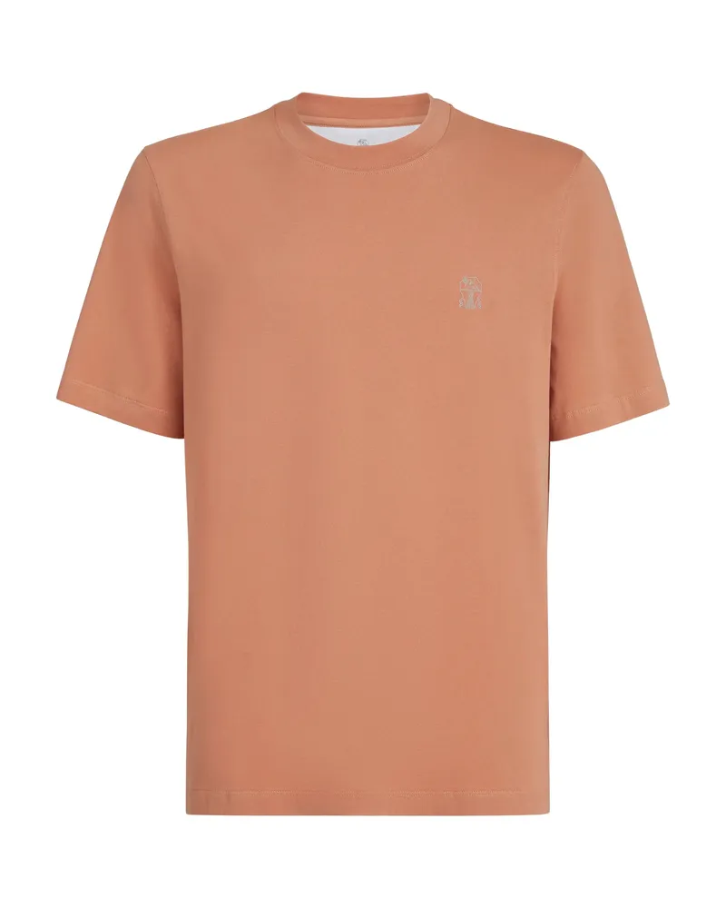 Brunello Cucinelli Logo-detail Crew-neck T-shirt Orange