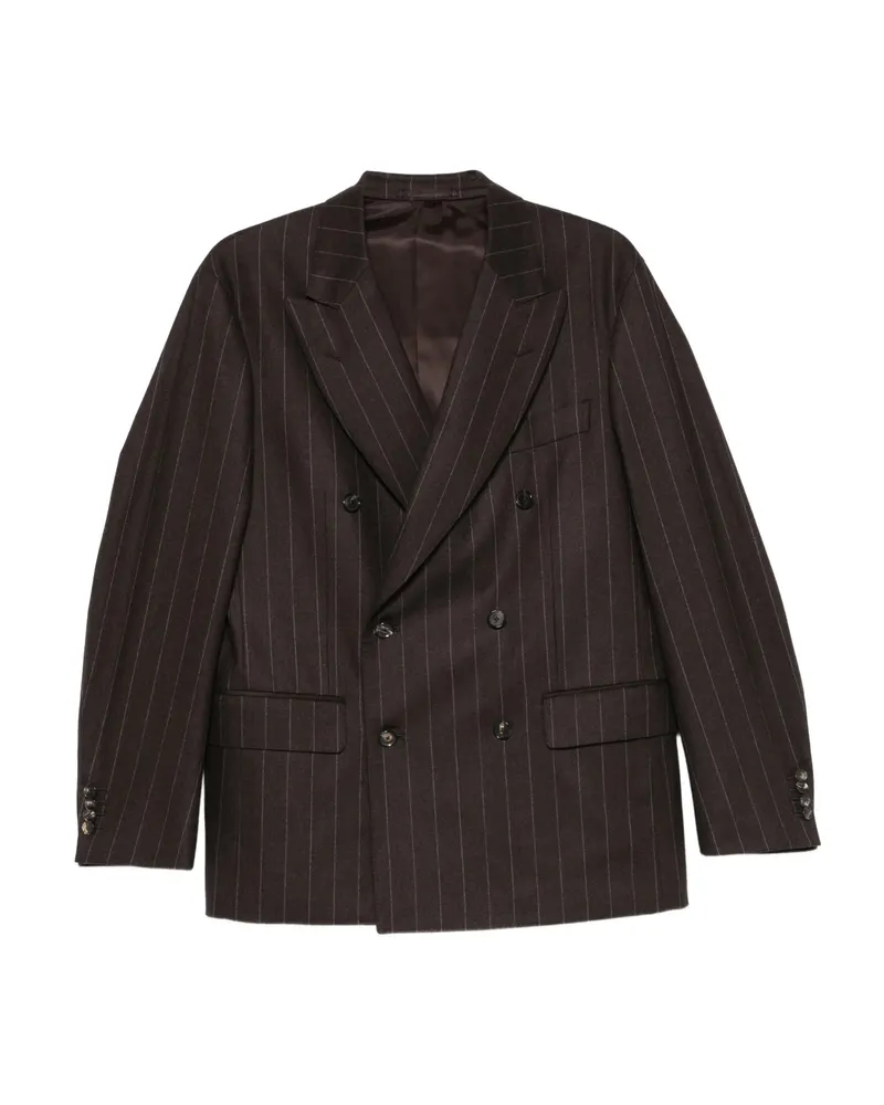 Kaptain Sunshine Pinstripe Double-breasted Jacket Brown
