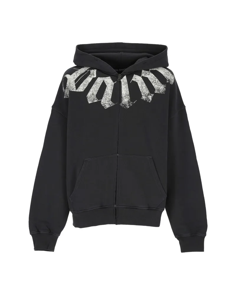 Palm Angels Logo-print Zip-up Hoodie Black