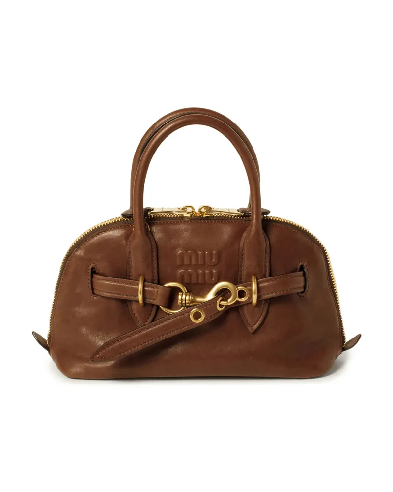 Miu Miu Aventure Leather Tote Bag Brown