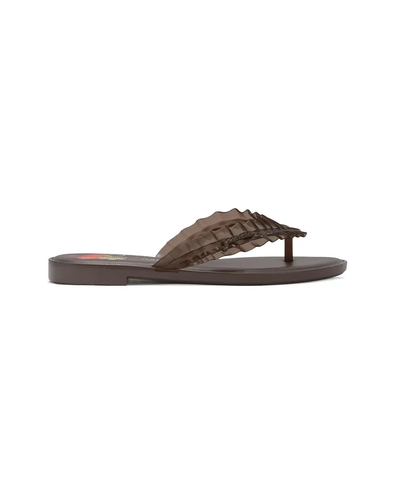 Ganni X Melissa Ruffled-strap Flip-flops Brown