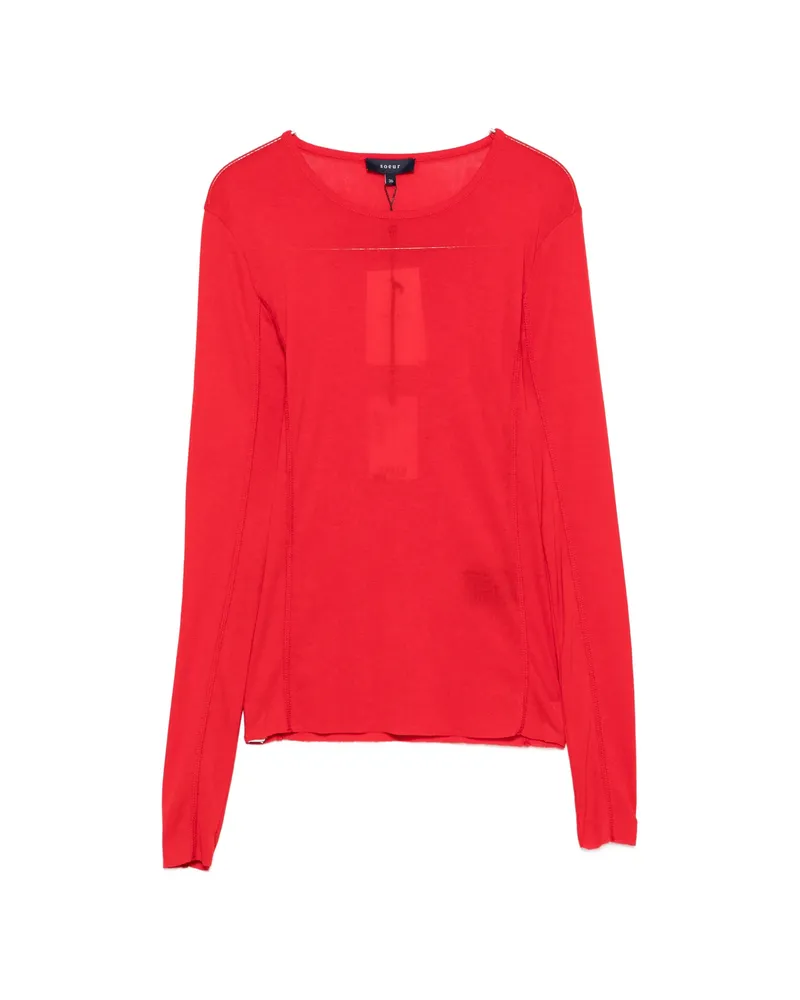 Soeur Lester Long-sleeve Boat-neck T-shirt Red