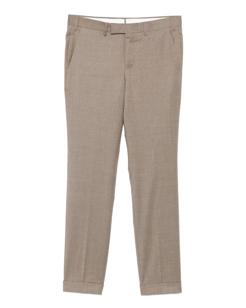 PT TORINO Cuffed Wool Trousers Neutrals