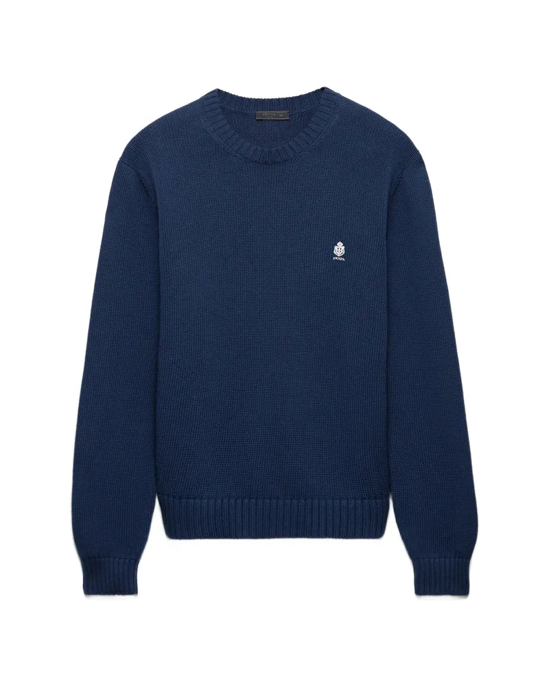 Prada Cotton Crew-neck Sweater Blue