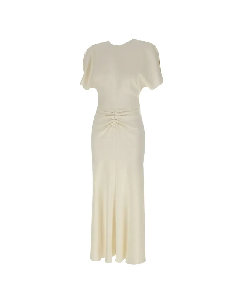 Victoria Beckham Bela Pleated V-back Dress White