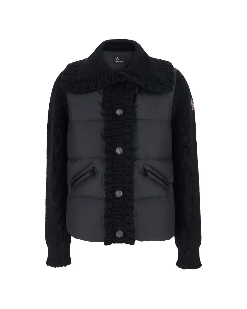 Moncler Quilted Knit-panel Jacket Black