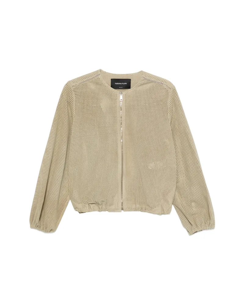 Fabiana Filippi Perforated-design Zip-up Jacket Neutrals