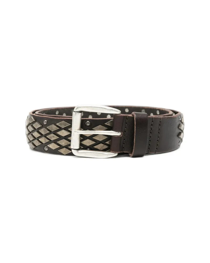 Our Legacy Abstract Snake Leather Belt Brown