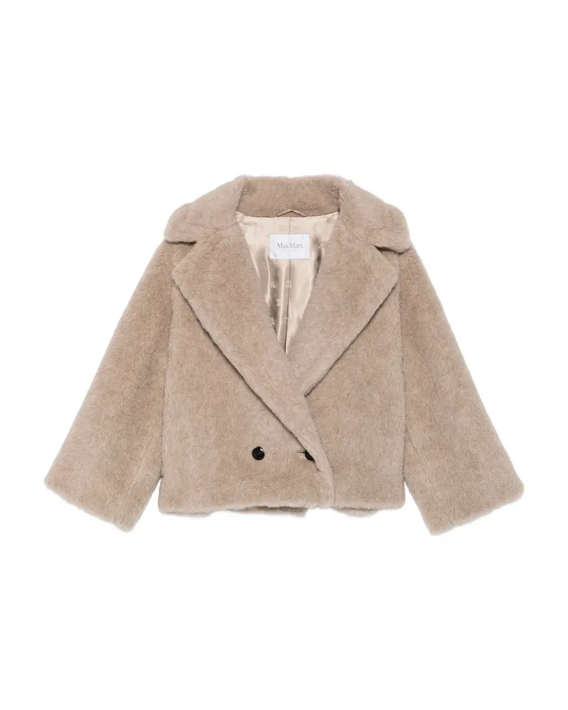 Max Mara Wide Lapel Double-breasted Short Coat Neutrals