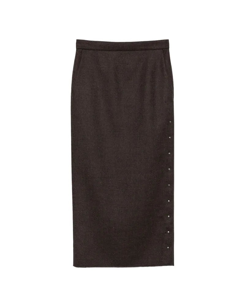 Max Mara Press-stud-detail Midi Skirt Brown