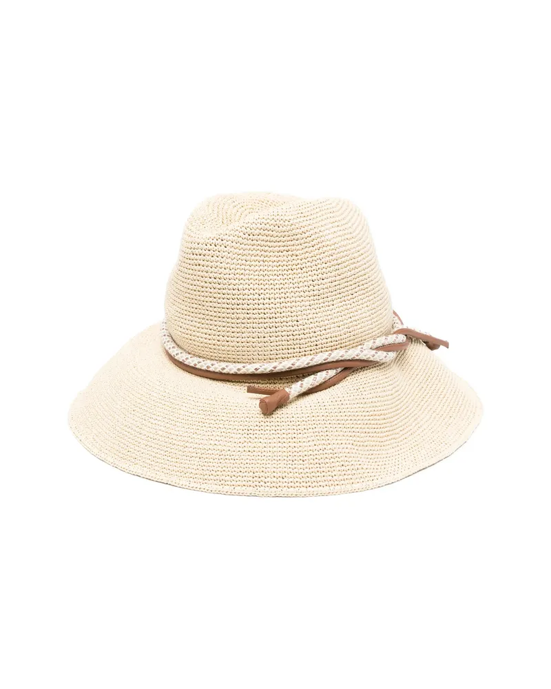 Giorgio Armani Woven Rope Band Hat Neutrals