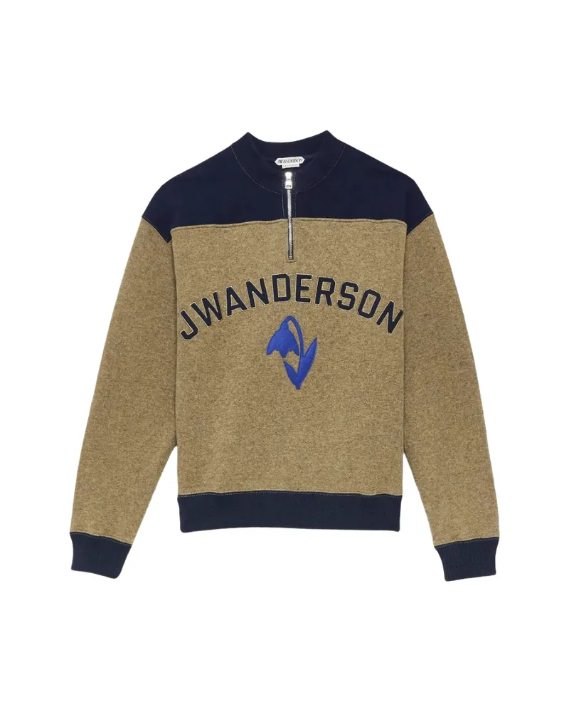 J.W.Anderson Logo-embroidered Half-zip Sweatshirt Neutrals