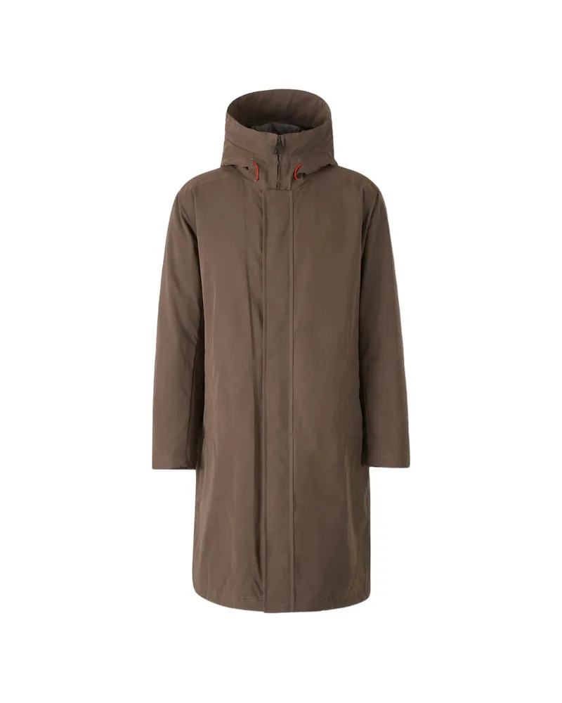 Herno Hooded Zip-up Coat Brown