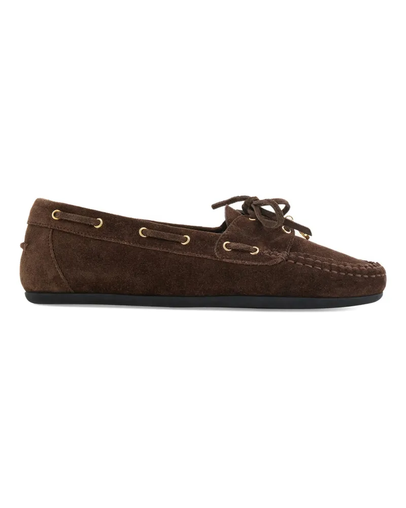 Ferragamo Leather Boat Shoes Brown