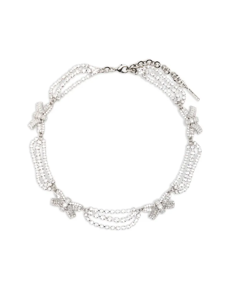 Alessandra Rich Bow-embellished Necklace Silver