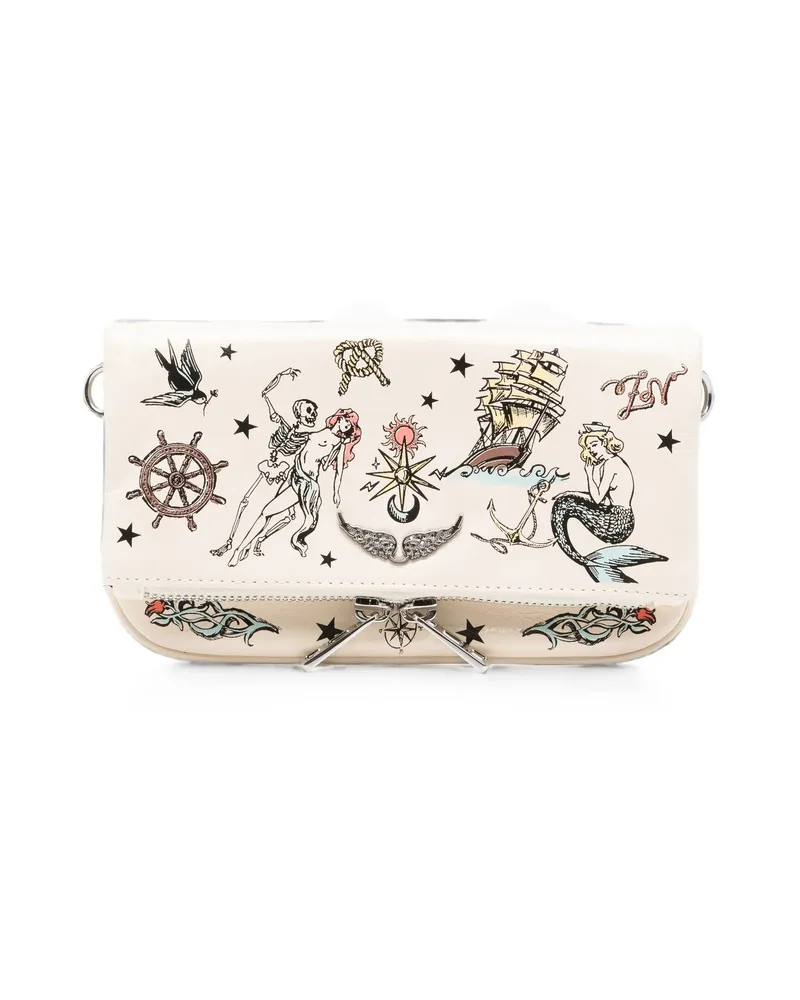 Zadig & Voltaire Mini Rock Tattoo Clutch Bag Neutrals
