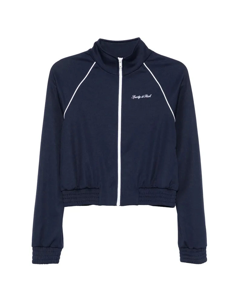 SPORTY & RICH Piped Raglan-sleeve Jacket Blue