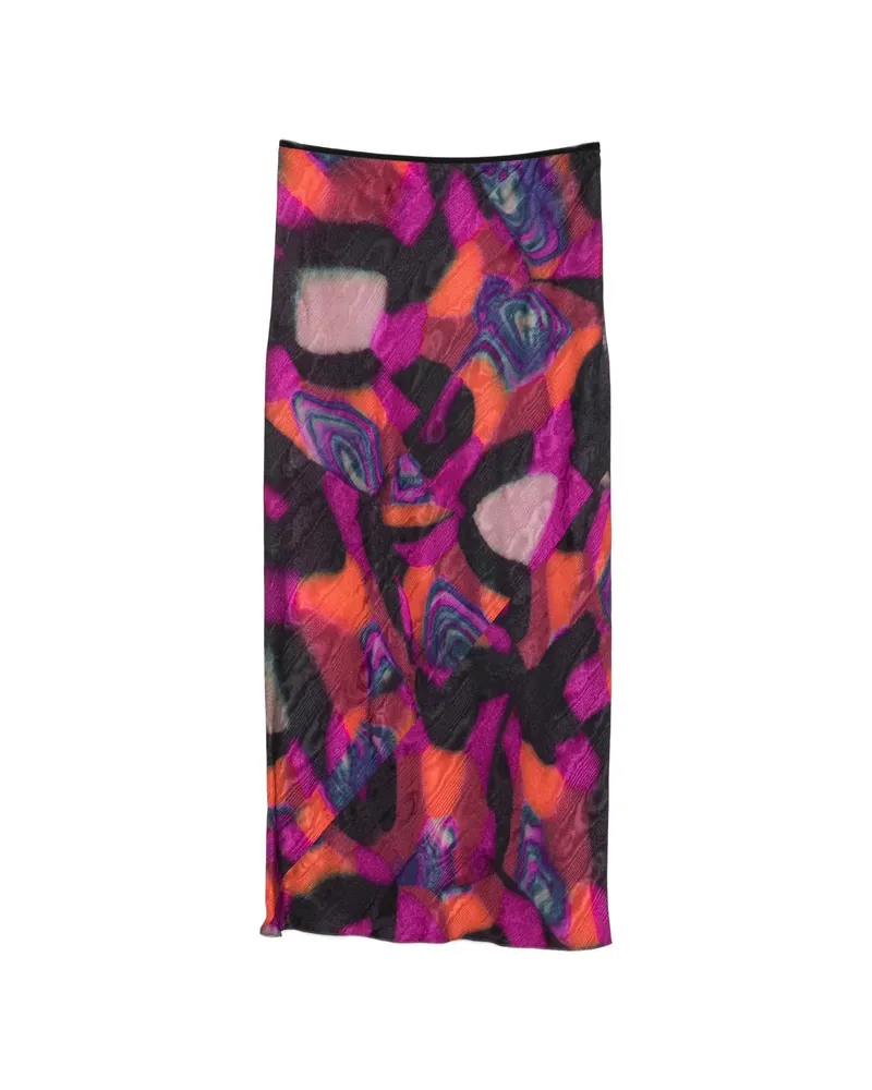 Dries van Noten Abstract-print Midi Skirt Purple
