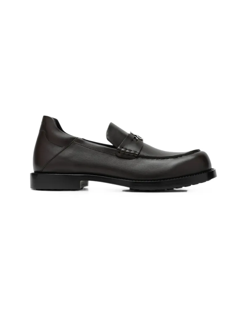 Balenciaga Comfy Logo-plaque Leather Loafers Brown