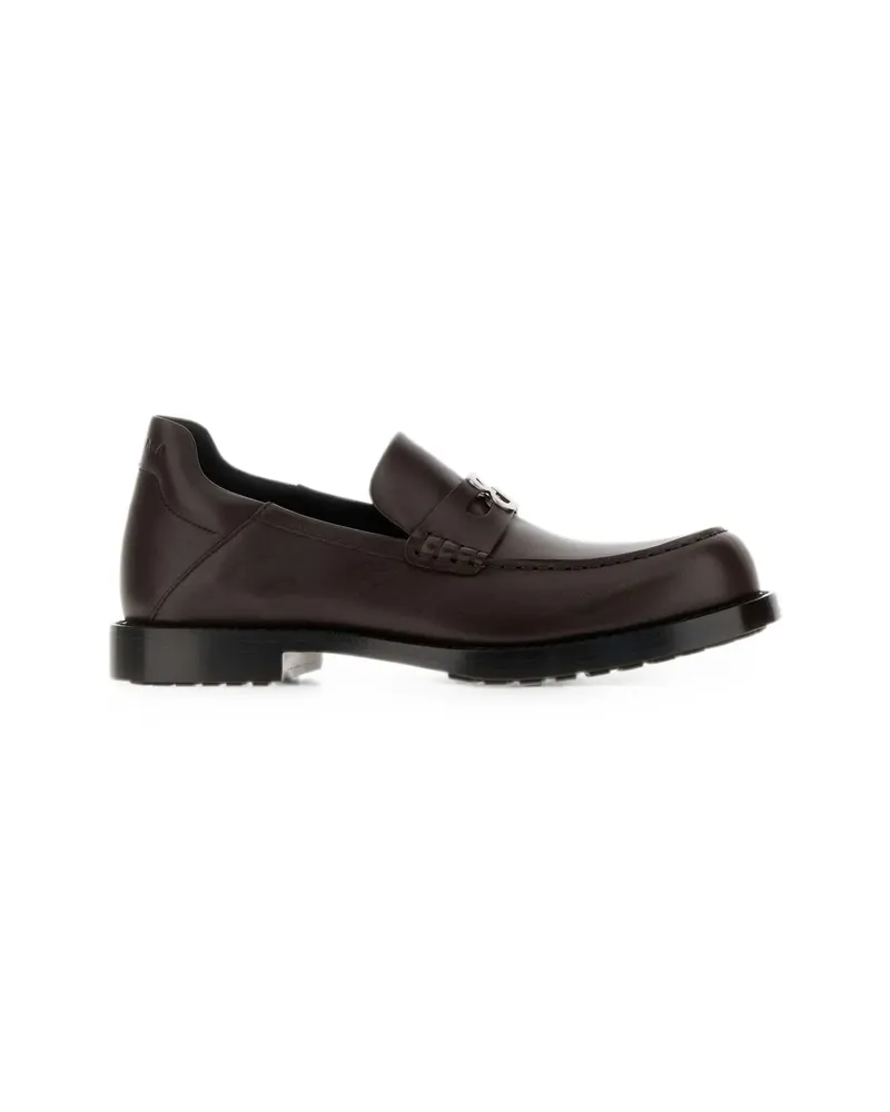Balenciaga Comfy Logo-plaque Leather Loafers Brown