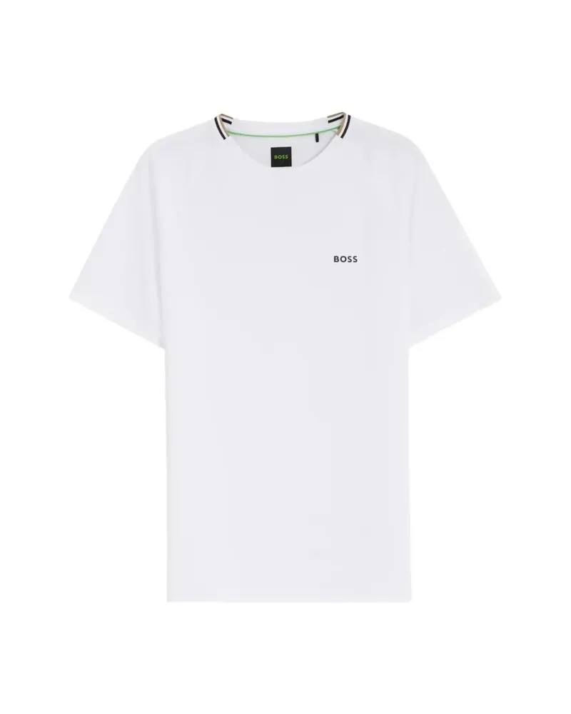 HUGO BOSS Active Moisture-wicking T-shirt With Tennis-ball Embossing White