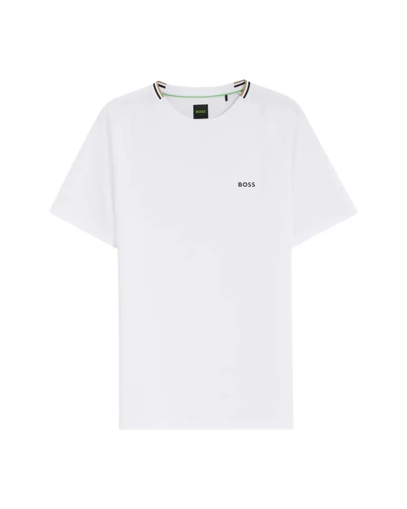 HUGO BOSS Active Moisture-wicking T-shirt With Tennis-ball Embossing White