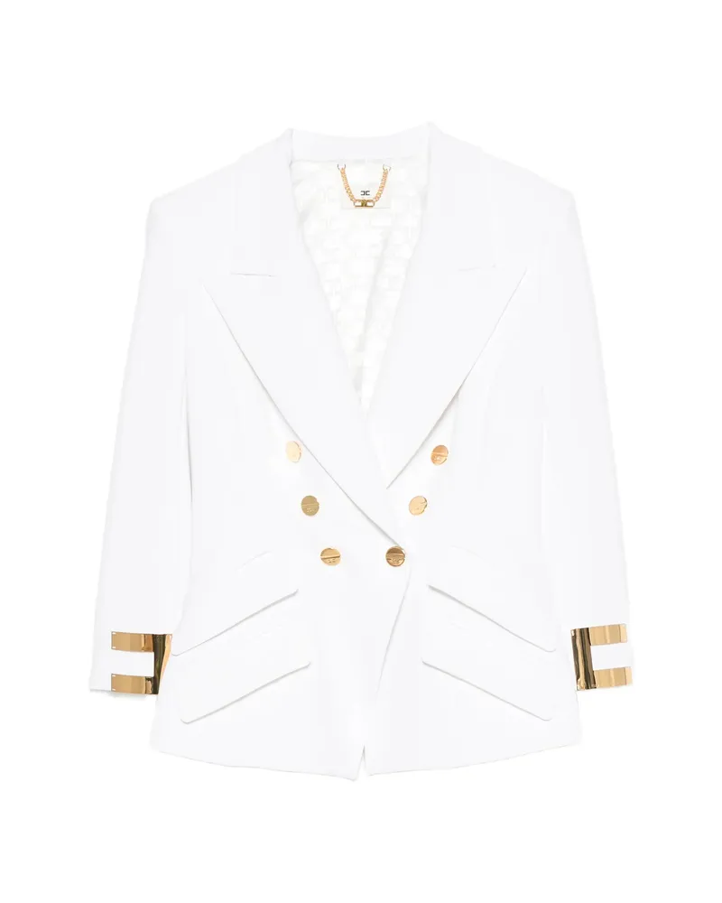 Elisabetta Franchi Double-breasted Three-quarter Sleeve Jacket White