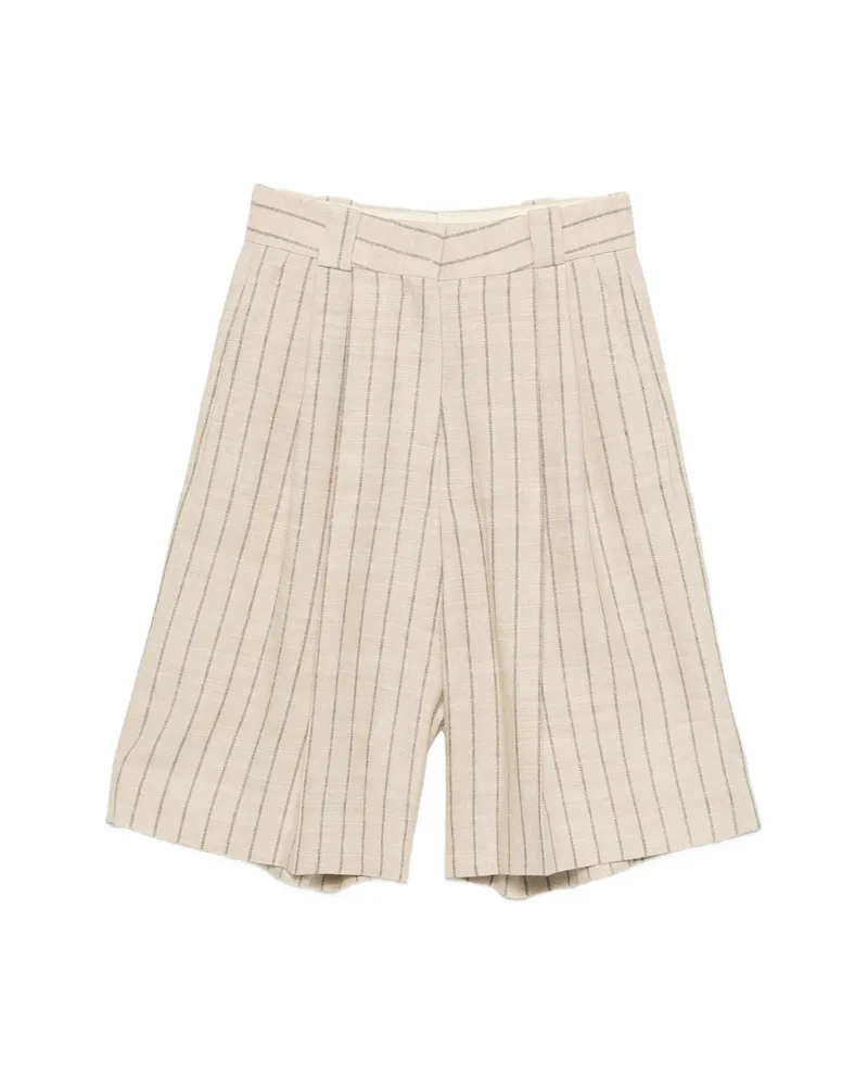Blazé Milano Serene Husul Striped Pleated Shorts Neutrals