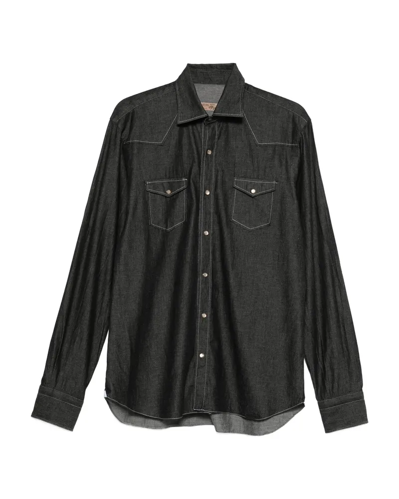 BARBA Cotton Pocketed Shirt Black