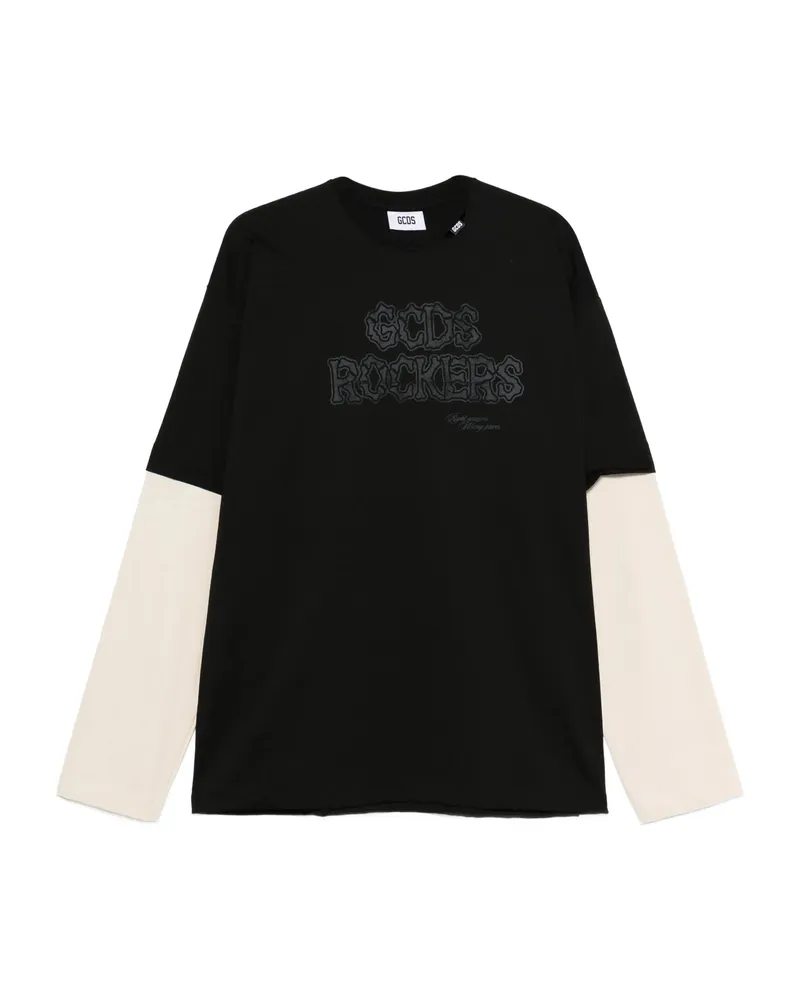 GCDS Long-sleeve Logo-print T-shirt Black