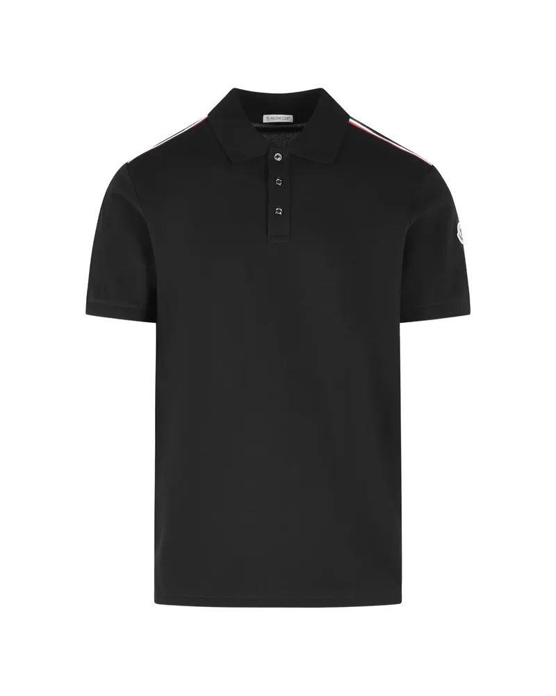 Moncler Tricolour-logo Cotton Polo Shirt Black