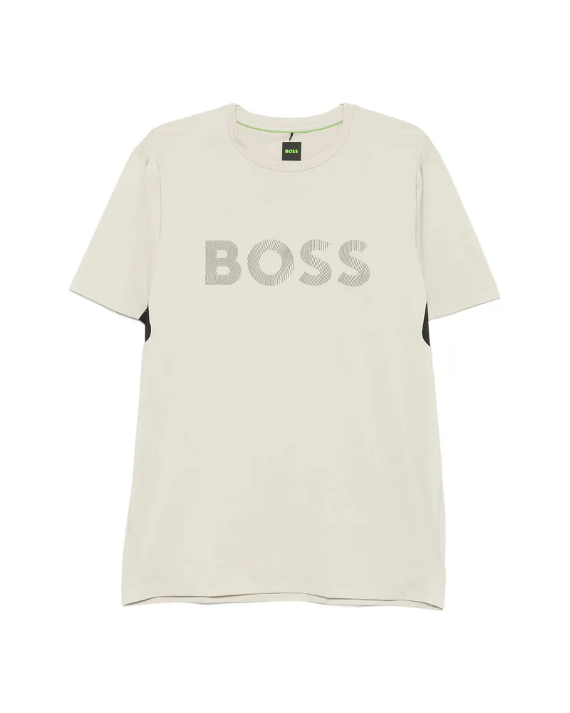HUGO BOSS Logo-print Panelled T-shirt Neutrals