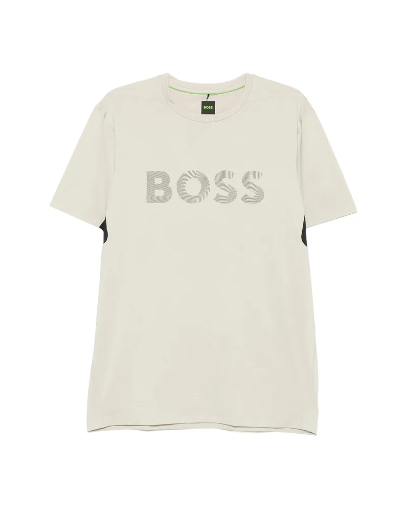 HUGO BOSS Logo-print Panelled T-shirt Neutrals