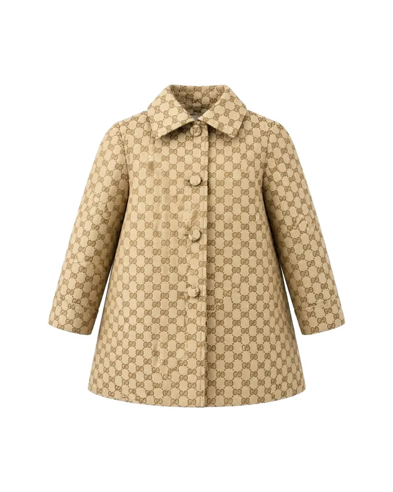 Gucci GG Canvas Collared Coat Neutrals