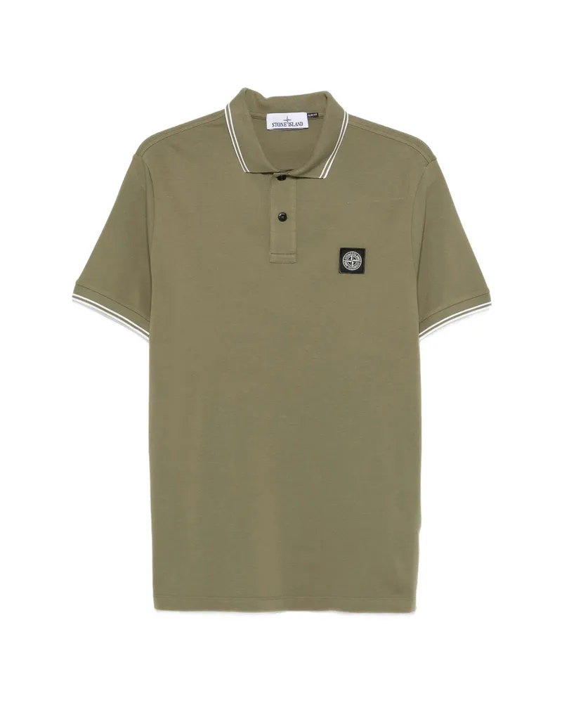 Stone Island Stripe-trim Polo Shirt Green