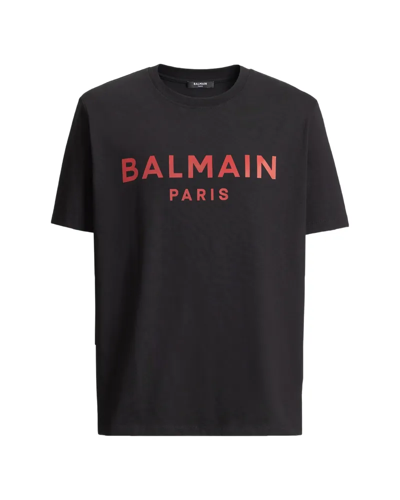 Balmain T-shirt With Balmain Paris Print Black