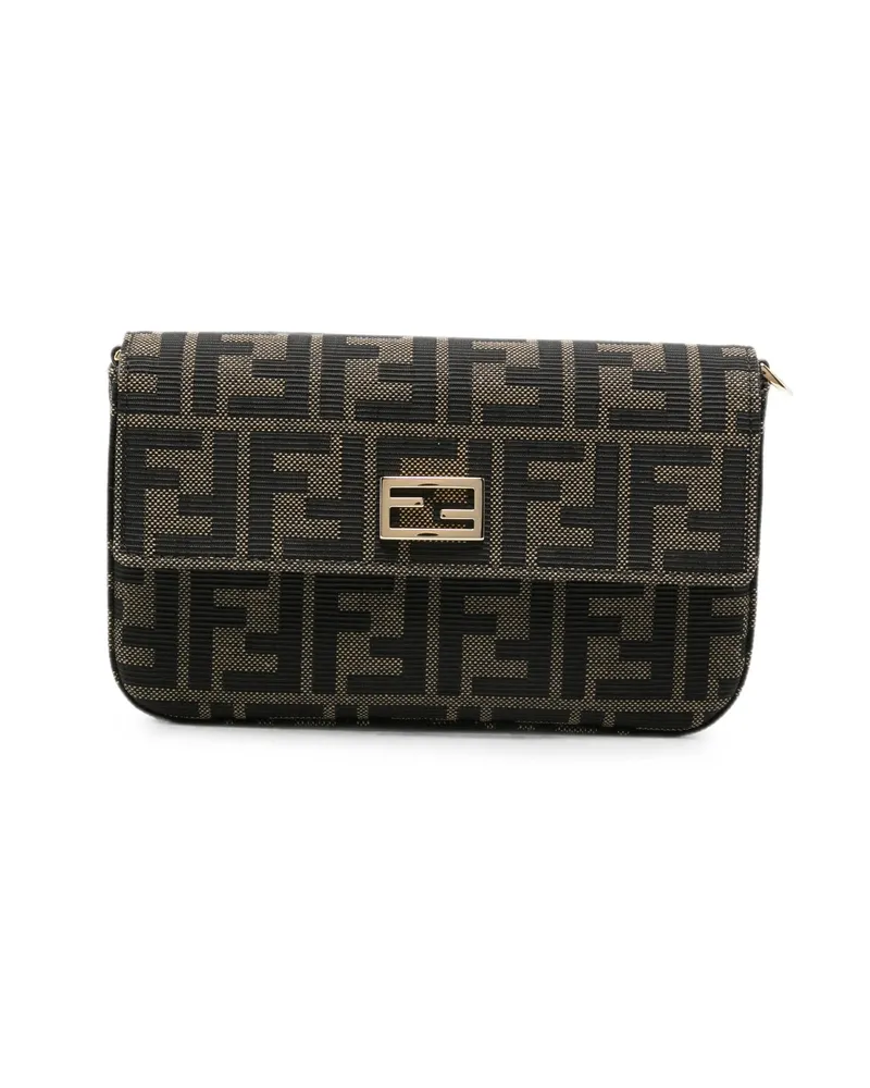 Fendi Baguette FF-motif Clutch Bag Brown