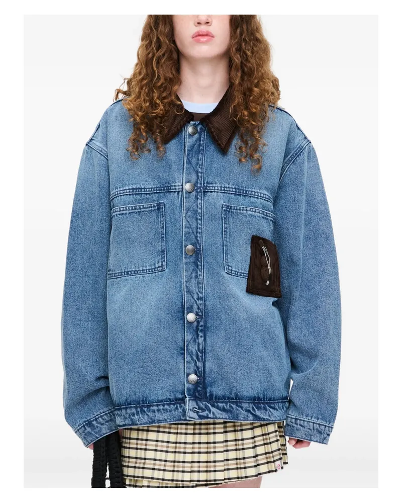 Charles Jeffrey Loverboy Denim Jacket With Corduroy Collar Blue