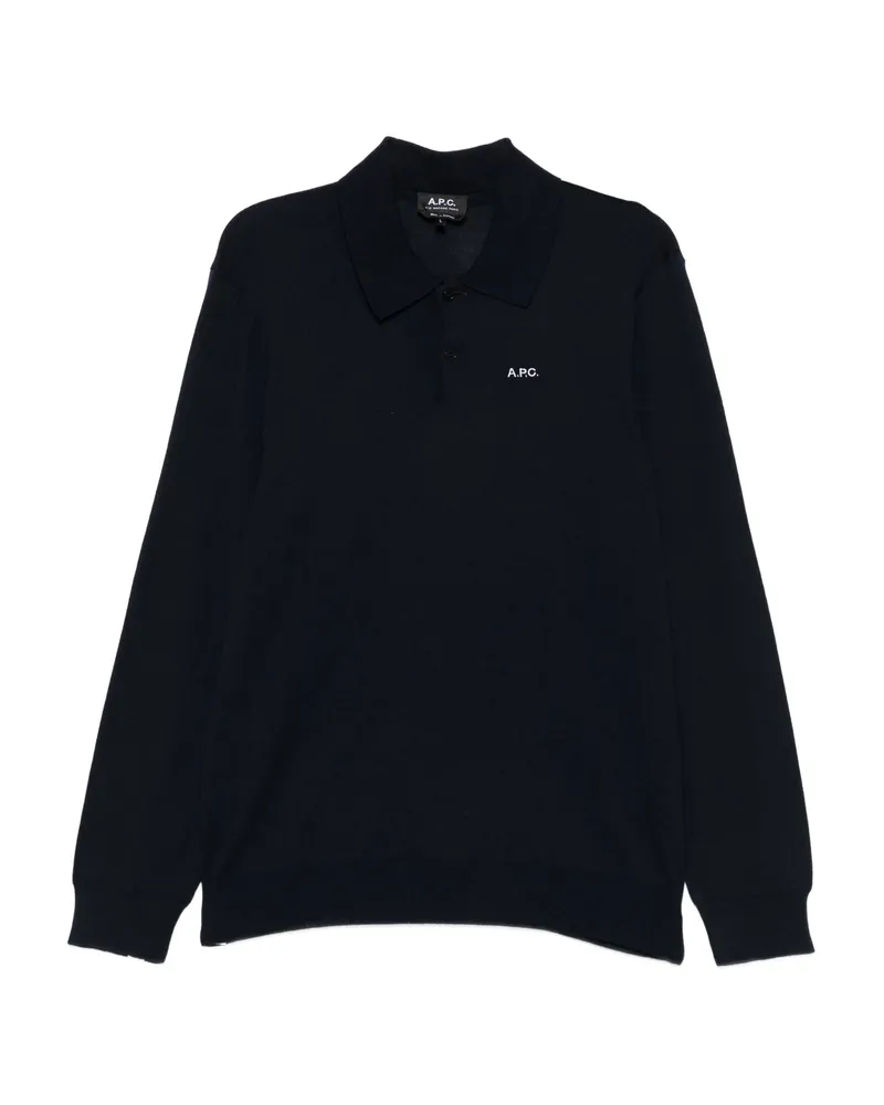 A.P.C. A. p.c. Long Sleeves Polo Shirt Blue