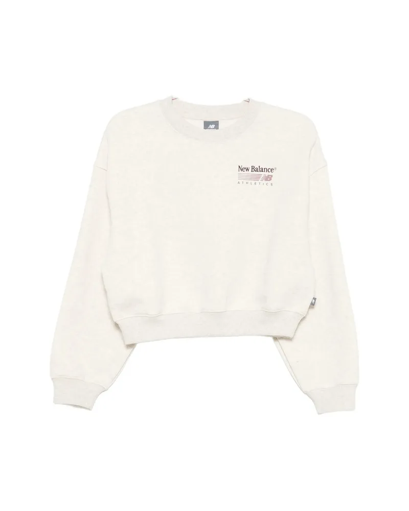 New Balance Logo-print Cropped Sweater Neutrals