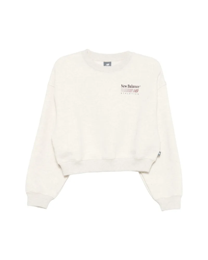 New Balance Logo-print Cropped Sweater Neutrals