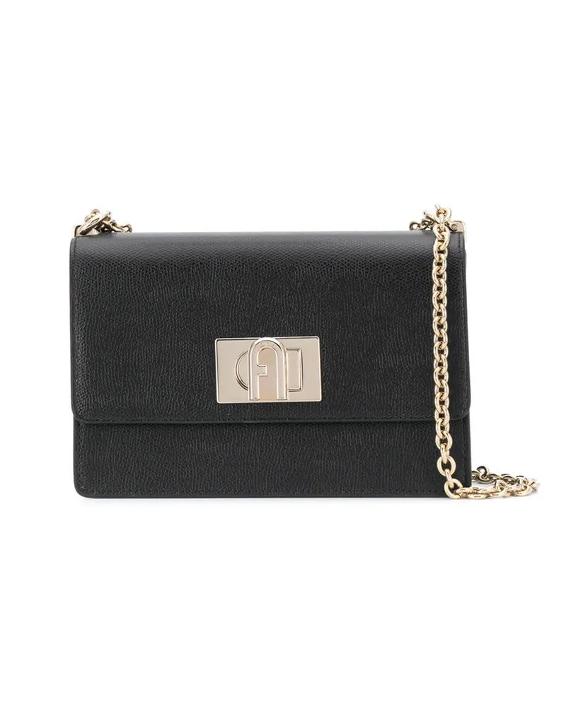 Furla Bakare Flip Lock Shoulder Bag Black