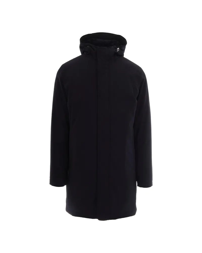 Herno Hooded Concealed-fastening Coat Blue