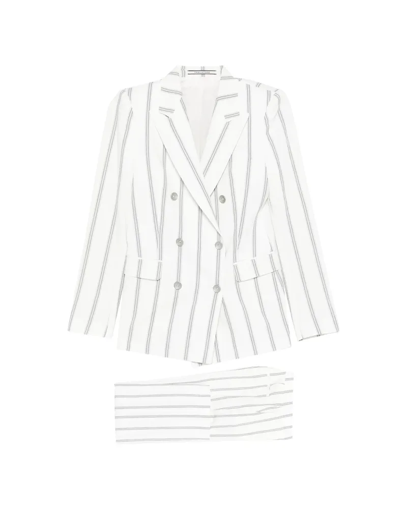 Tagliatore Double-breasted Striped Suit White