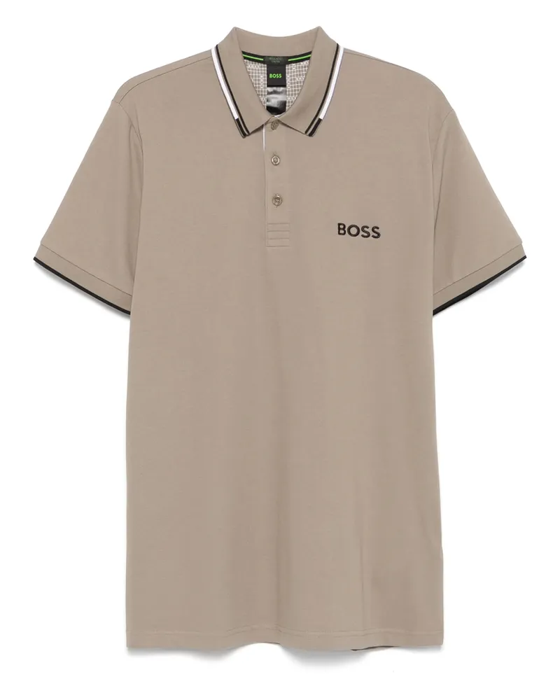 HUGO BOSS Logo-embroidered Polo Shirt Grey