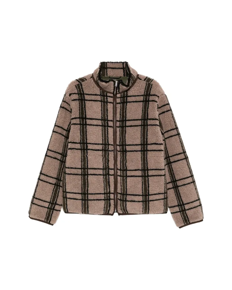 RANRA Check-pattern Fleece Jacket Brown