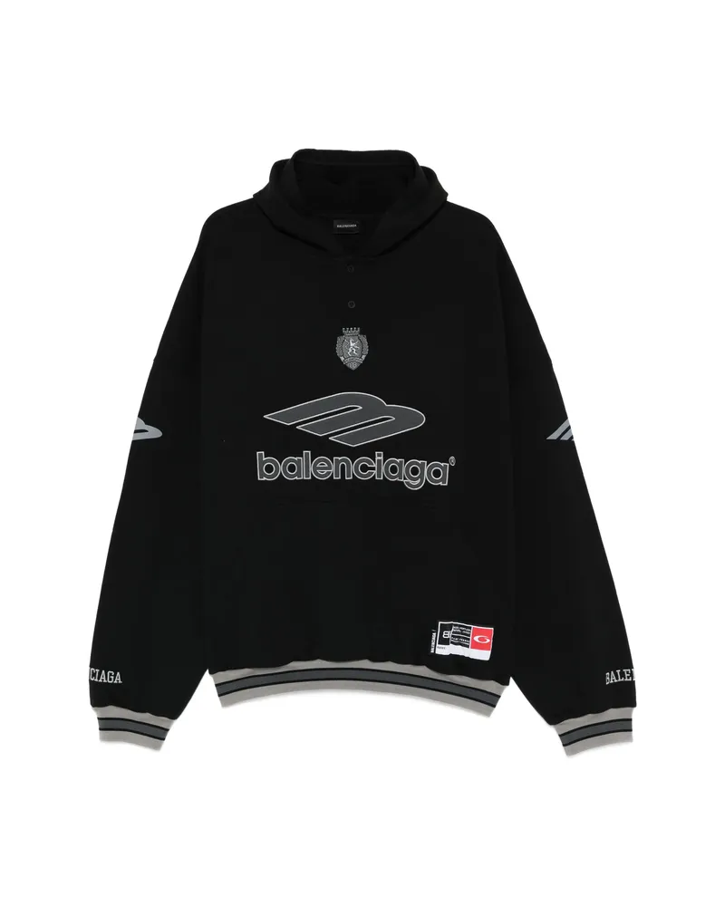 Balenciaga Logo-lettering Hoodie Black
