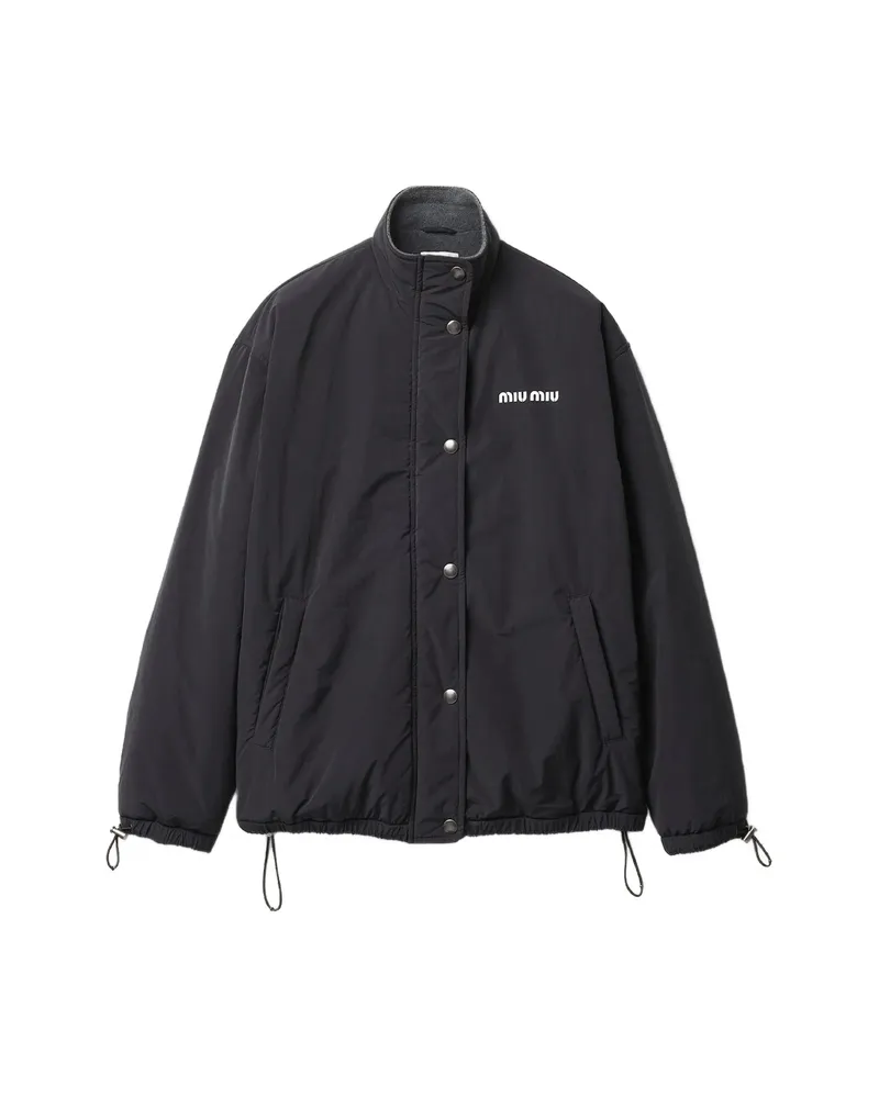 Miu Miu Pongé And Fleece Jacket Black