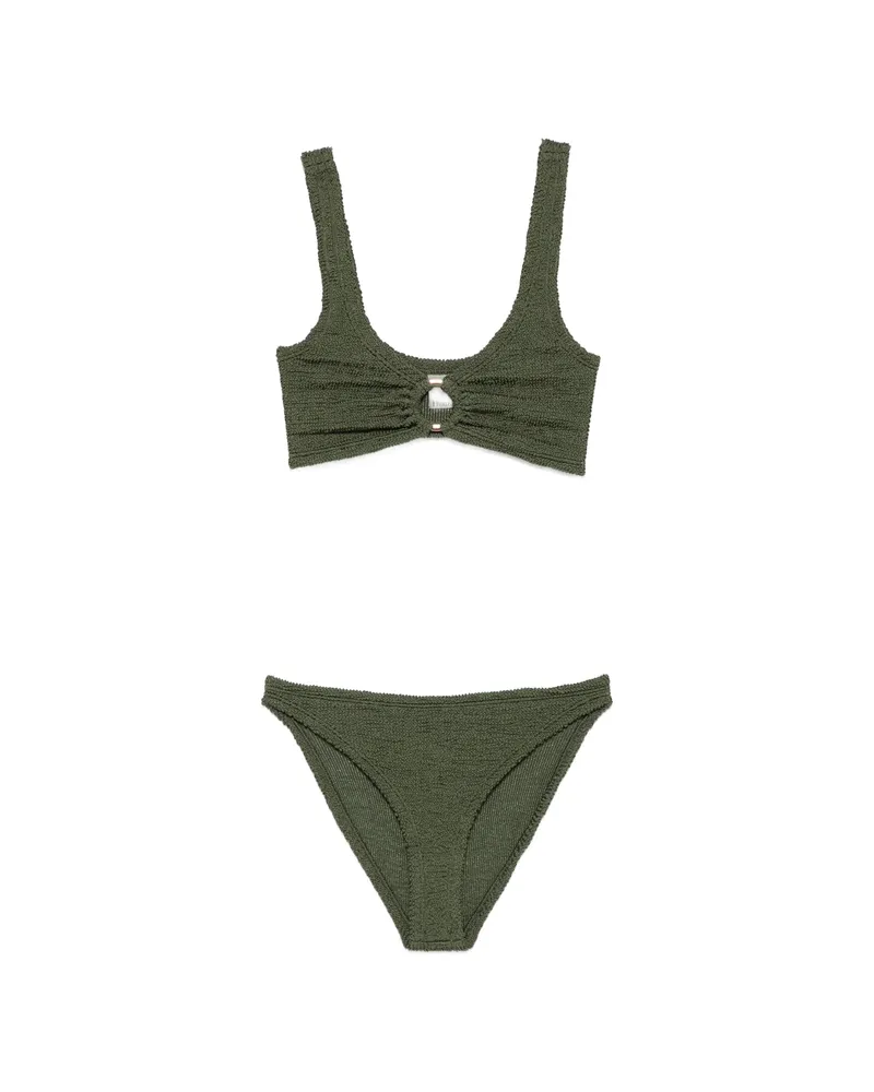 Hunza G Julia Metallic Crinkle Bikini Green